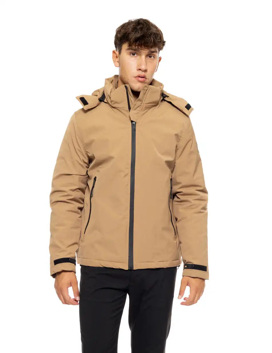 Biston fashion ανδρικό κοντό μπουφάν με αποσπώμενη κουκούλα 50-201-109 BEIGE