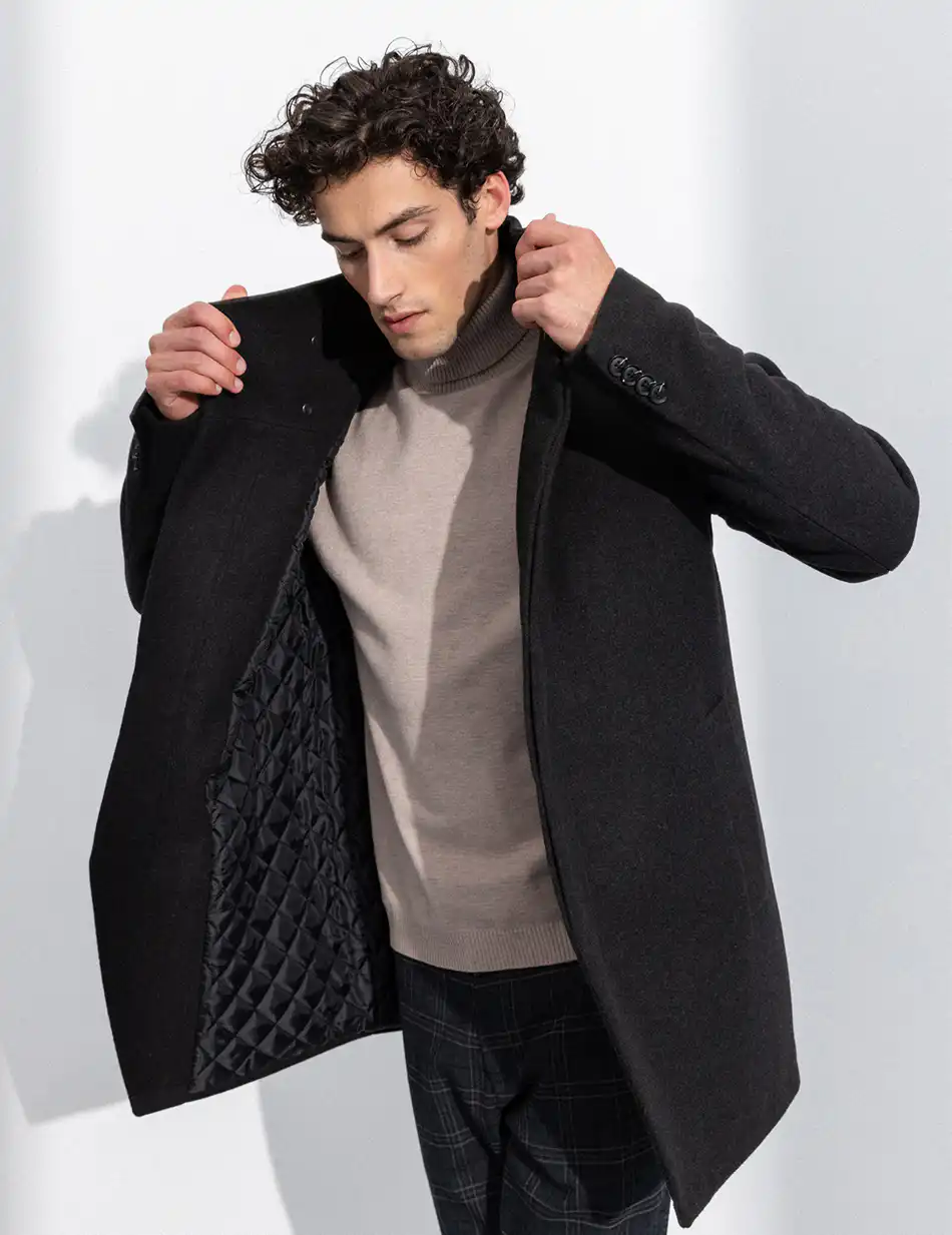 Splendid fashion ανδρικό demi παλτό με γιακά 50-201-111 BLACK