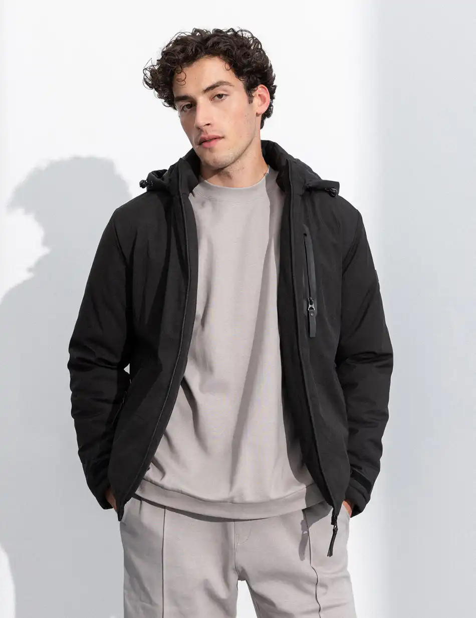 Splendid fashion ανδρικό κοντό μπουφάν με αποσπώμενη κουκούλα 50-201-113 BLACK