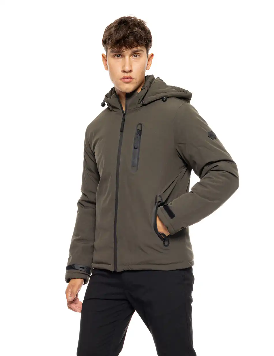 Splendid fashion ανδρικό κοντό μπουφάν με αποσπώμενη κουκούλα 50-201-113 DK GREEN