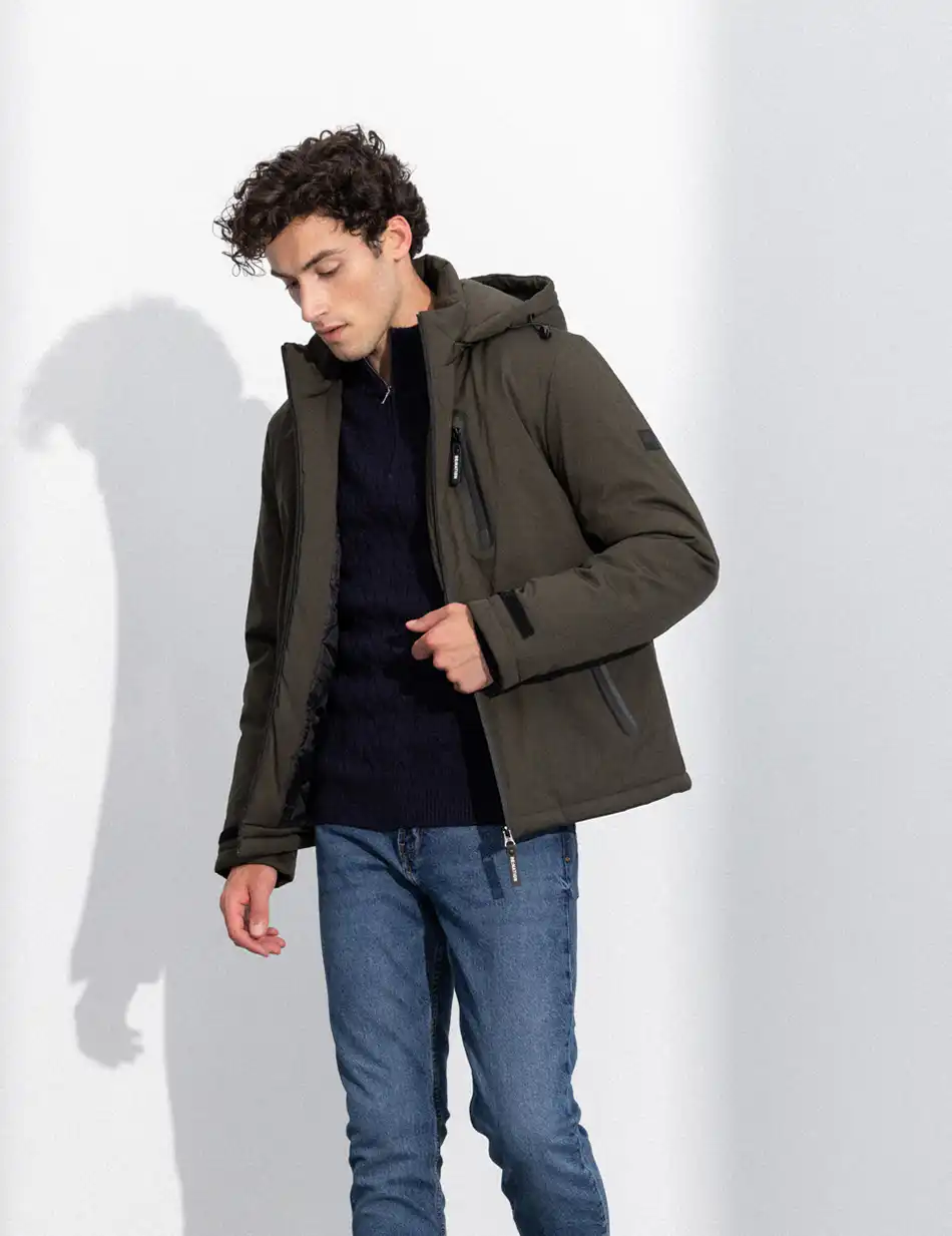 Splendid fashion ανδρικό κοντό μπουφάν με αποσπώμενη κουκούλα 50-201-113 DK GREEN