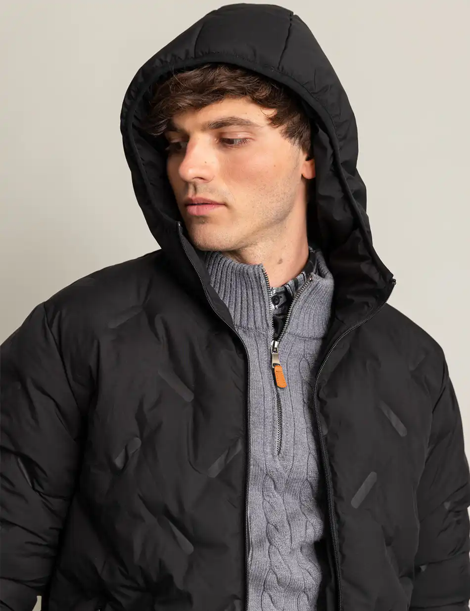 Biston fashion ανδρικό κοντό μπουφάν με ενσωματωμένη κουκούλα 50-201-115 BLACK