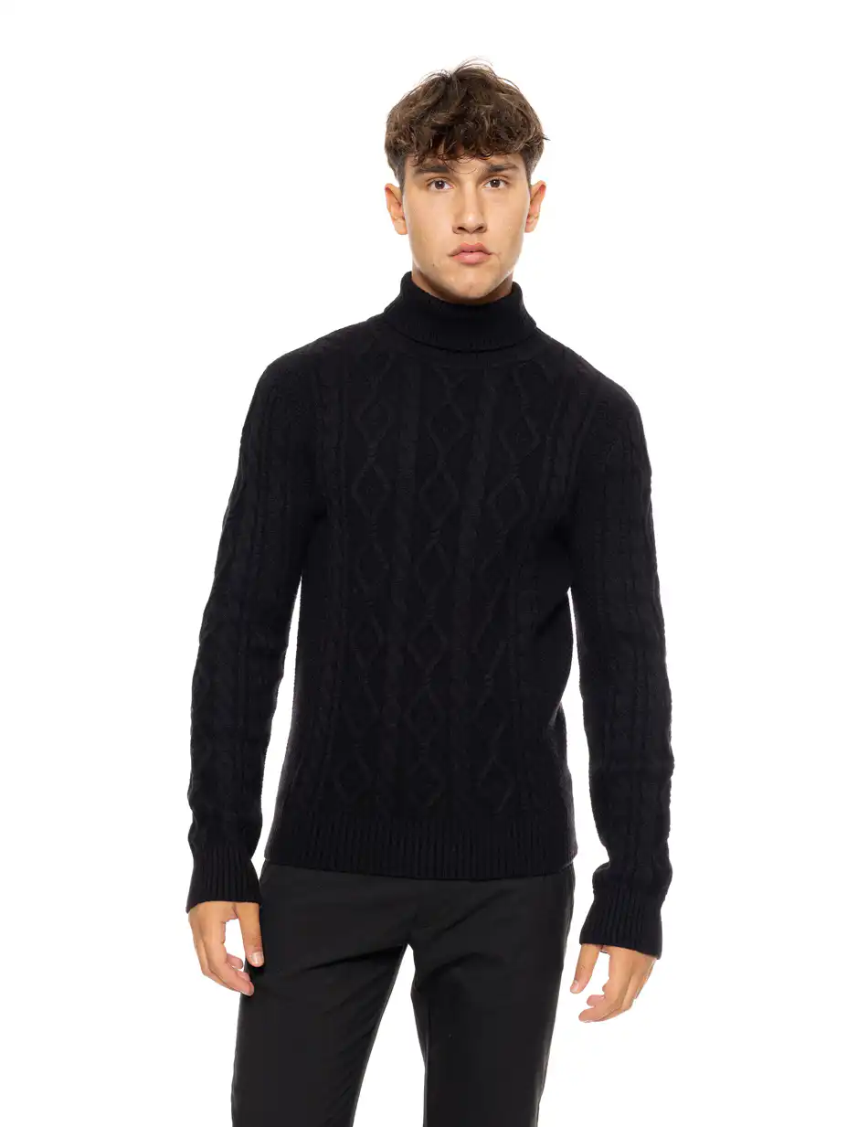 Biston fashion ανδρική πλεκτή μπλούζα με όρθιο γιακά 50-206-003 BLACK