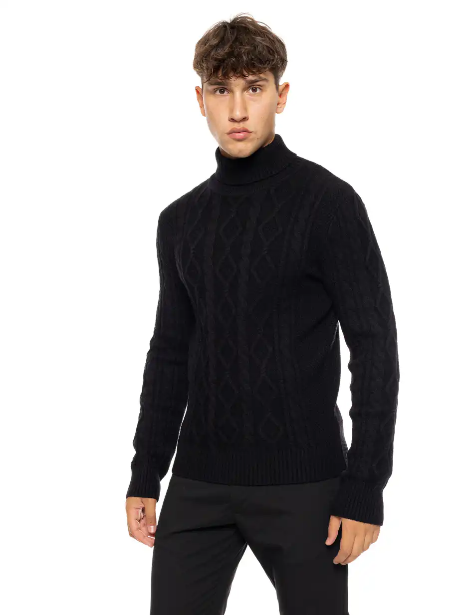 Biston fashion ανδρική πλεκτή μπλούζα με όρθιο γιακά 50-206-003 BLACK