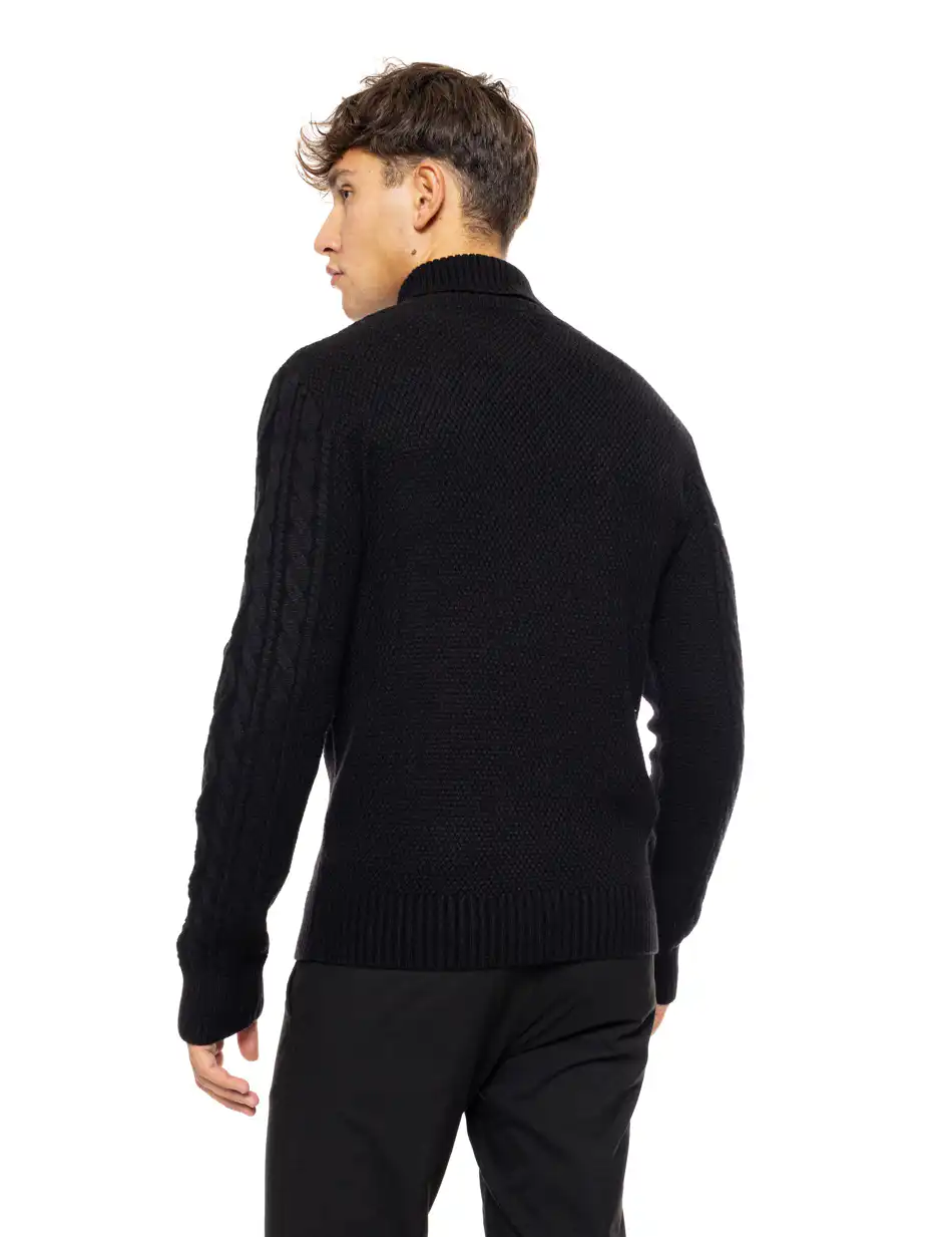 Biston fashion ανδρική πλεκτή μπλούζα με όρθιο γιακά 50-206-003 BLACK