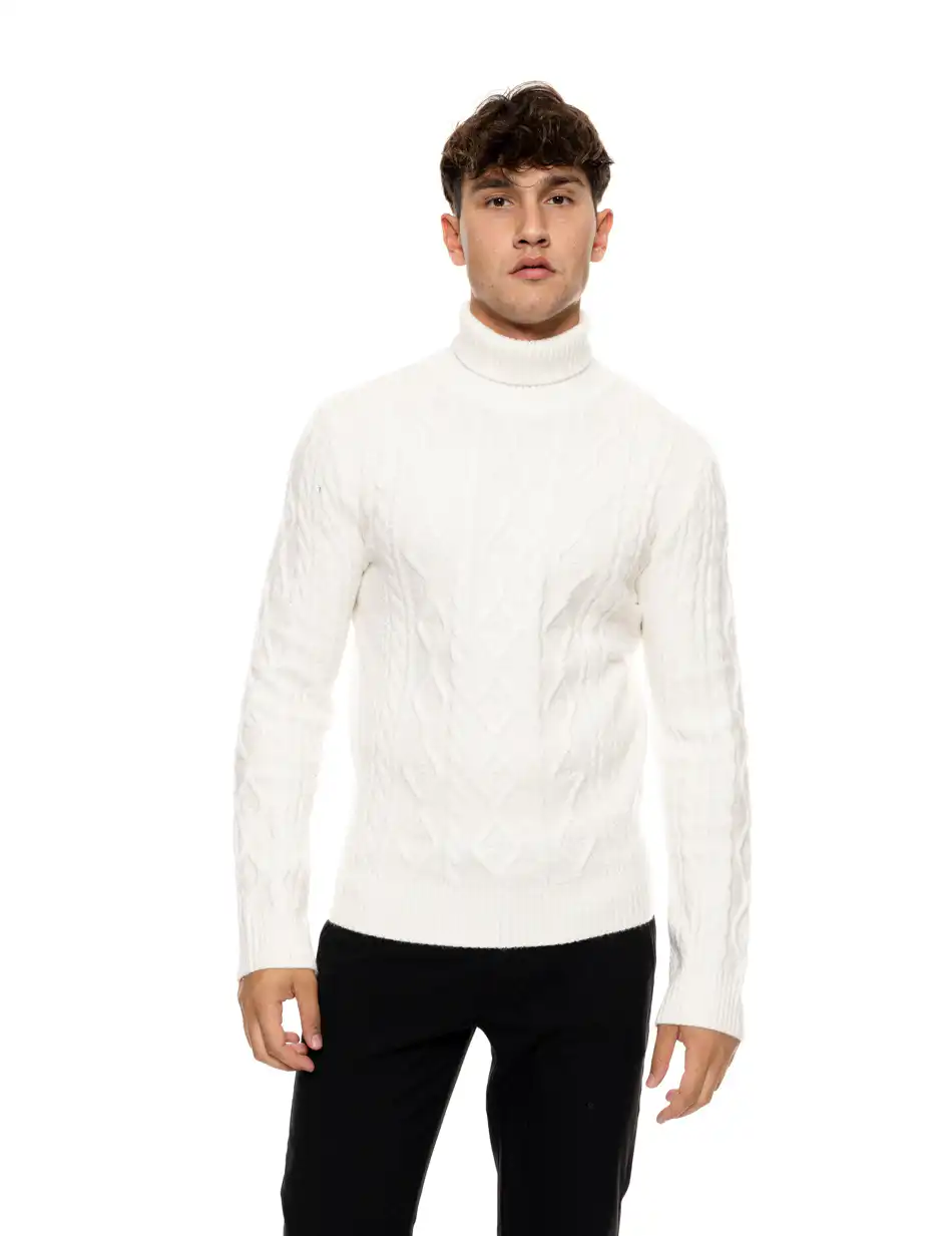 Biston fashion ανδρική πλεκτή μπλούζα με όρθιο γιακά 50-206-003 OFF WHITE