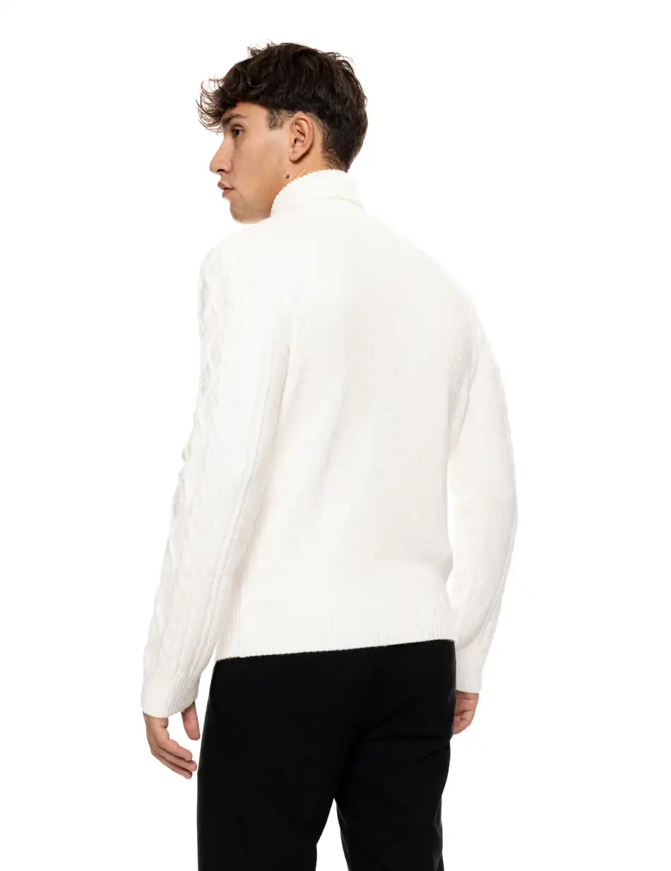 Biston fashion ανδρική πλεκτή μπλούζα με όρθιο γιακά 50-206-003 OFF WHITE