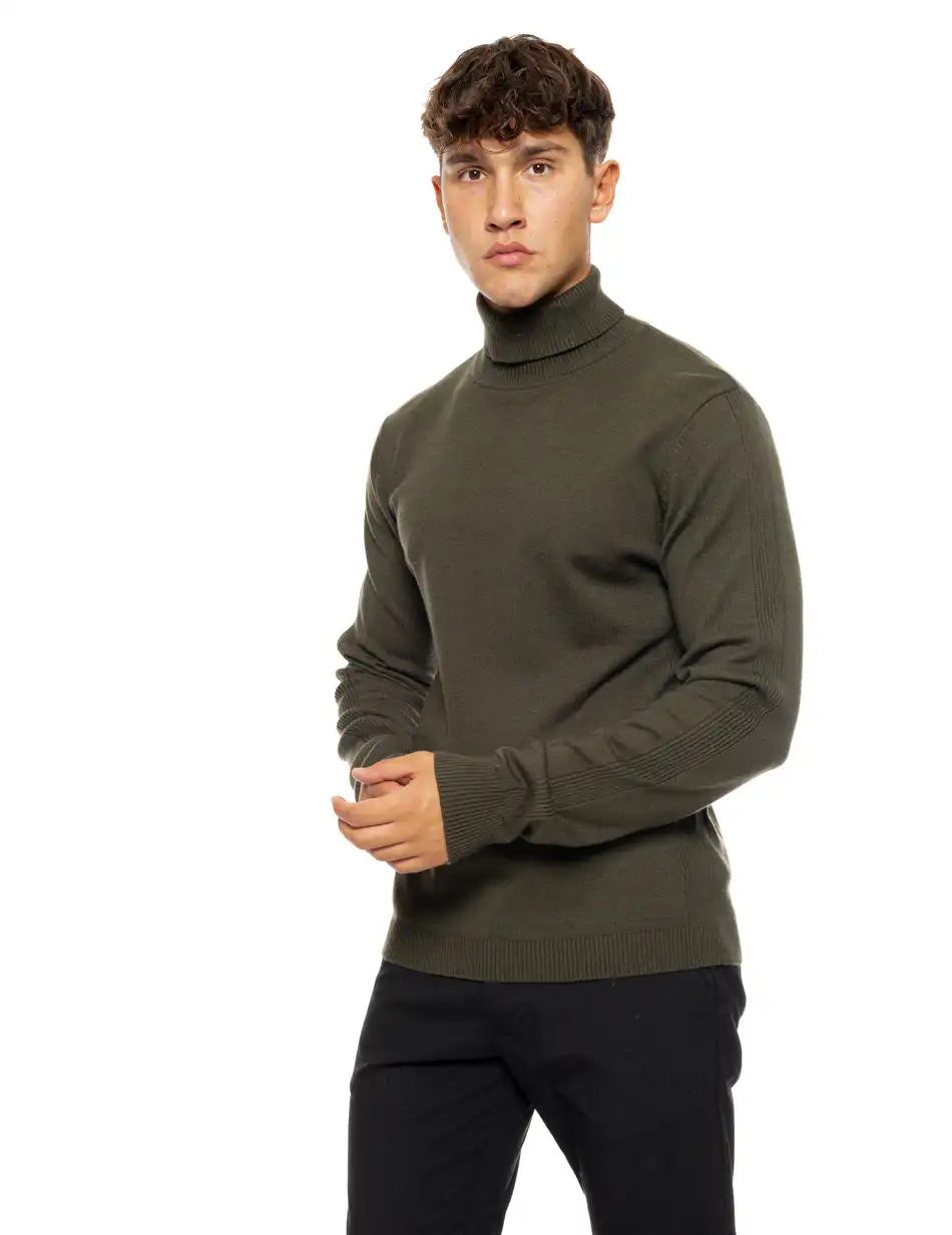 Biston fashion ανδρική πλεκτή μπλούζα με όρθιο γιακά 50-206-010 KHAKI