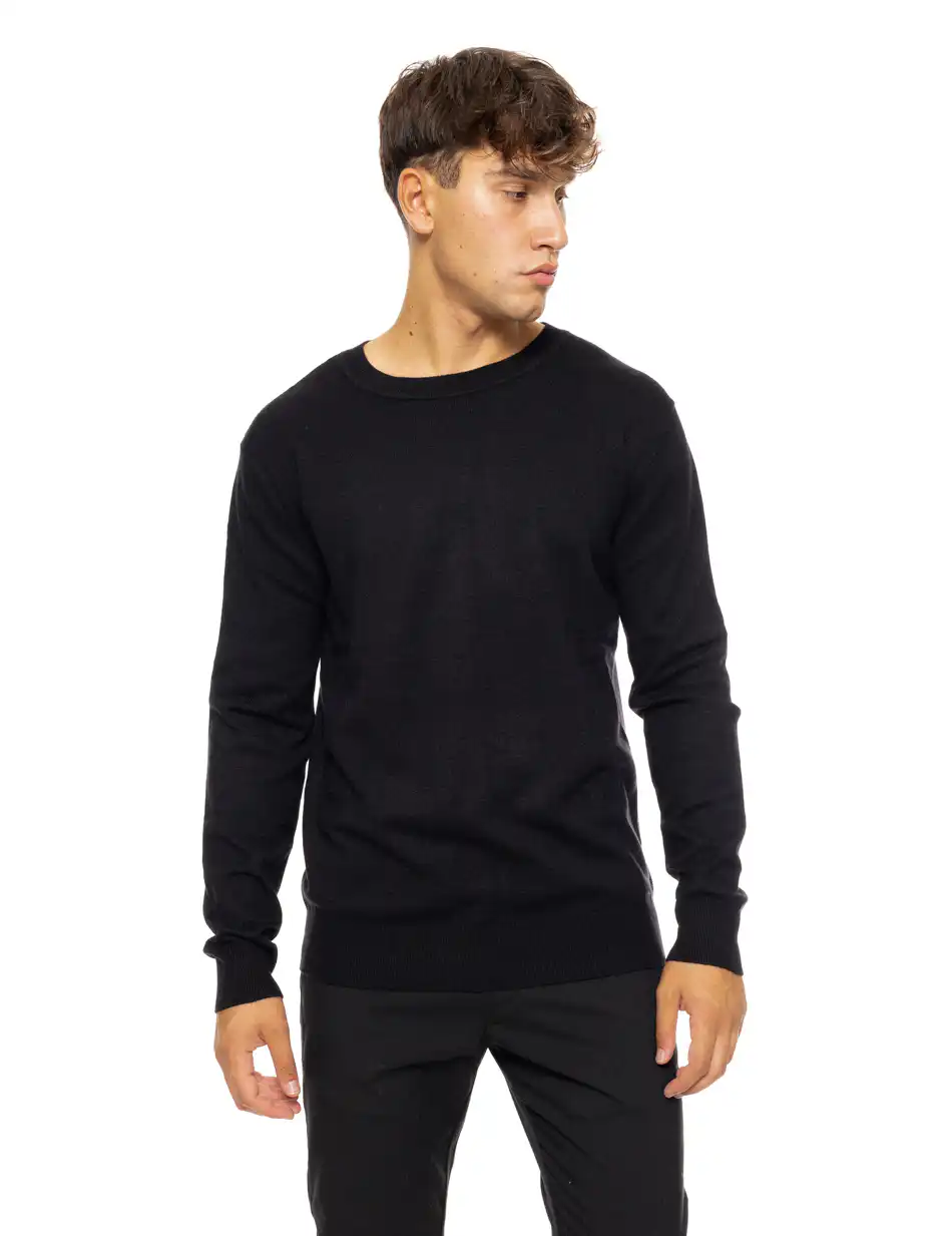 Biston fashion ανδρική πλεκτή μπλούζα με στρόγγυλο λαιμό 50-206-016 BLACK