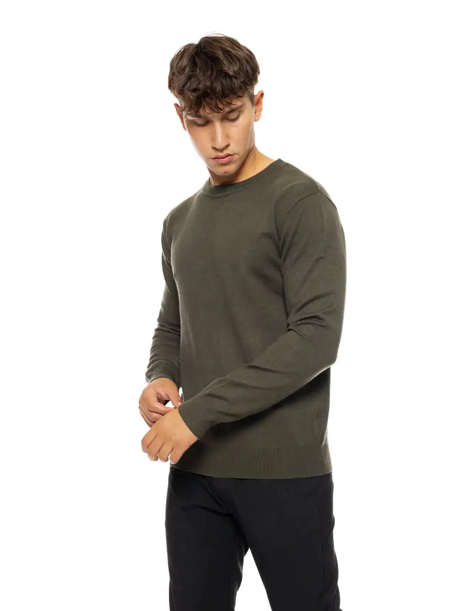 Biston fashion ανδρική πλεκτή μπλούζα με στρόγγυλο λαιμό 50-206-016 KHAKI