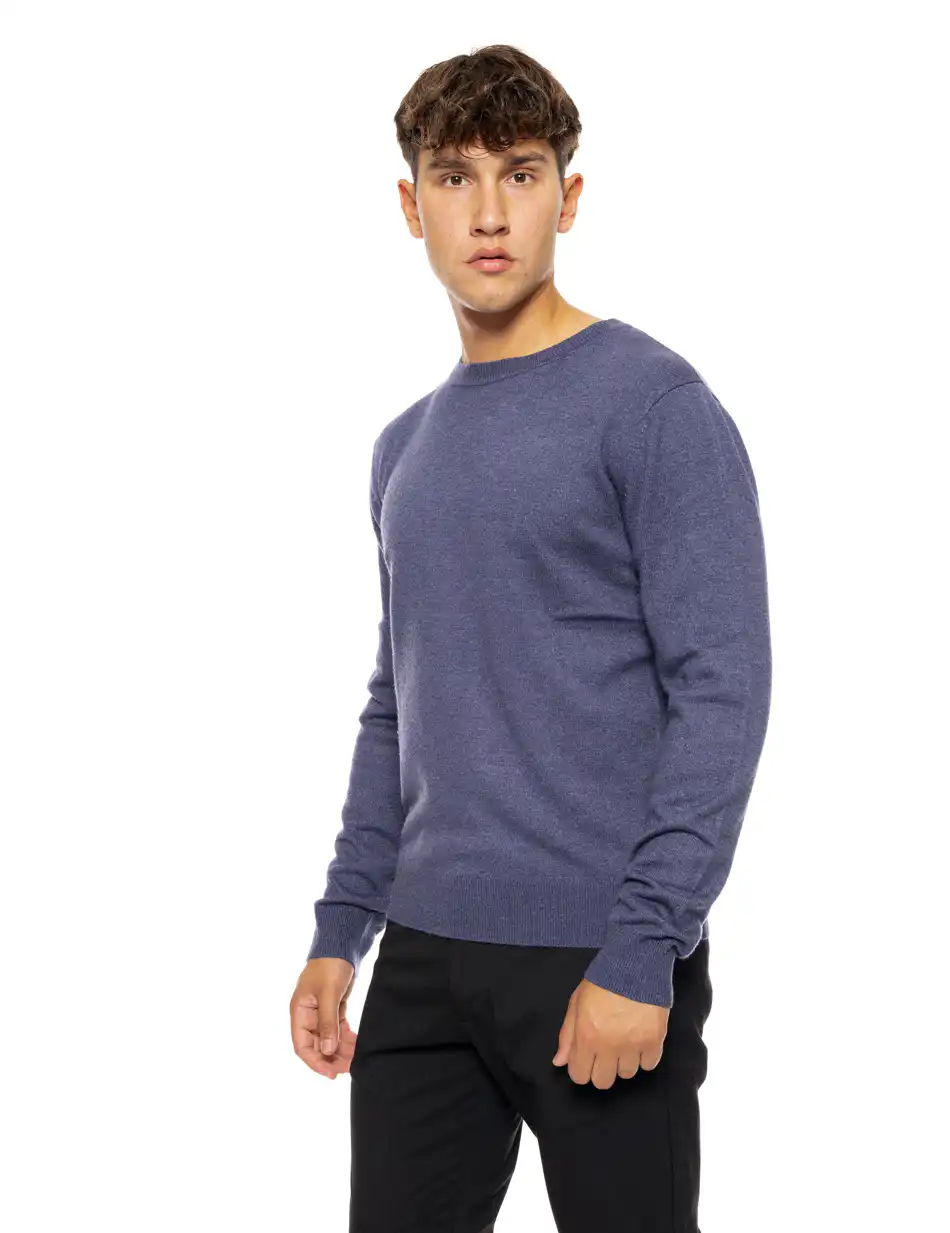 Biston fashion ανδρική πλεκτή μπλούζα με στρόγγυλο λαιμό 50-206-016 INDIGO