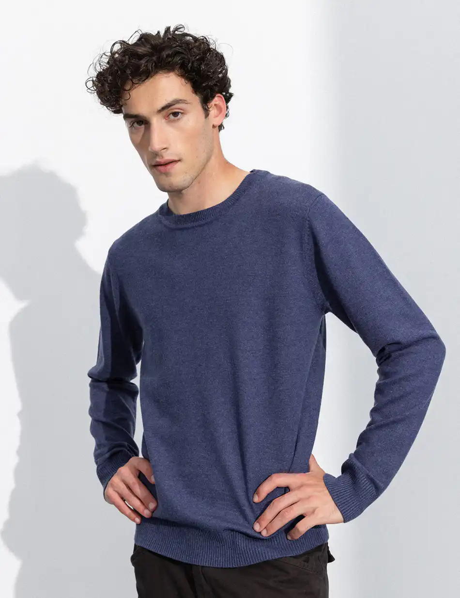 Biston fashion ανδρική πλεκτή μπλούζα με στρόγγυλο λαιμό 50-206-016 INDIGO