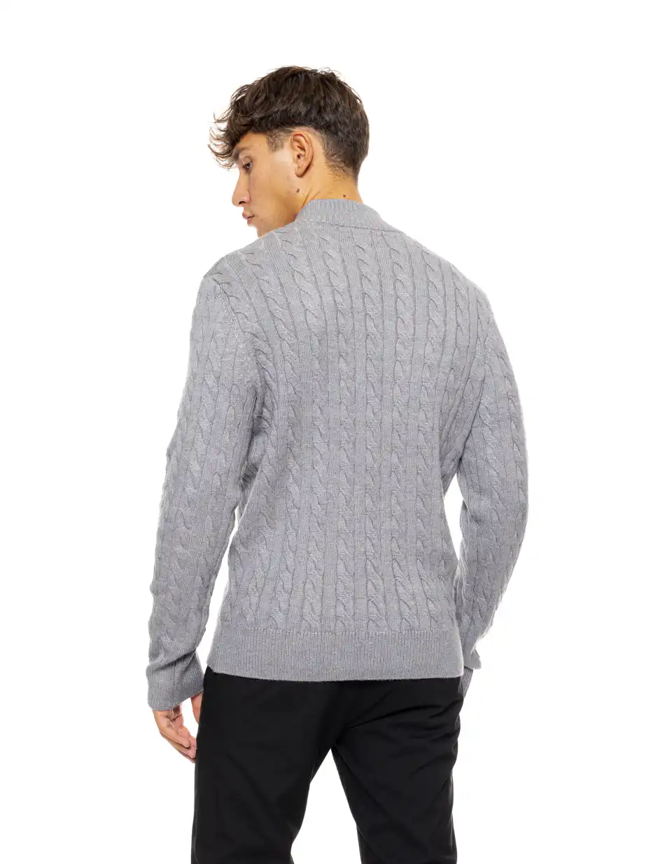 Biston fashion ανδρική πλεκτή μπλούζα με όρθιο γιακά και φερμουάρ 50-206-020 DK GREY