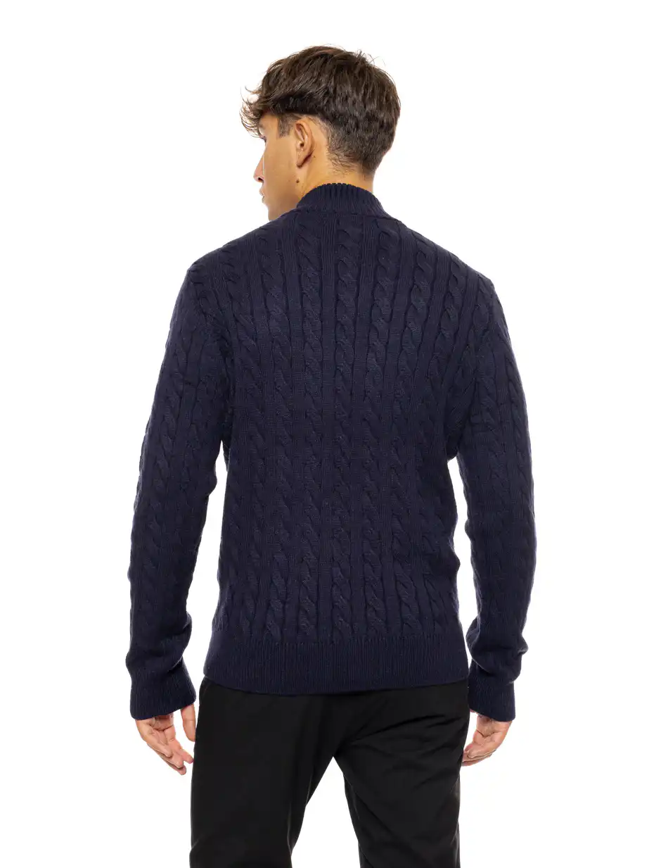 Biston fashion ανδρική πλεκτή μπλούζα με όρθιο γιακά και φερμουάρ 50-206-020 NAVY