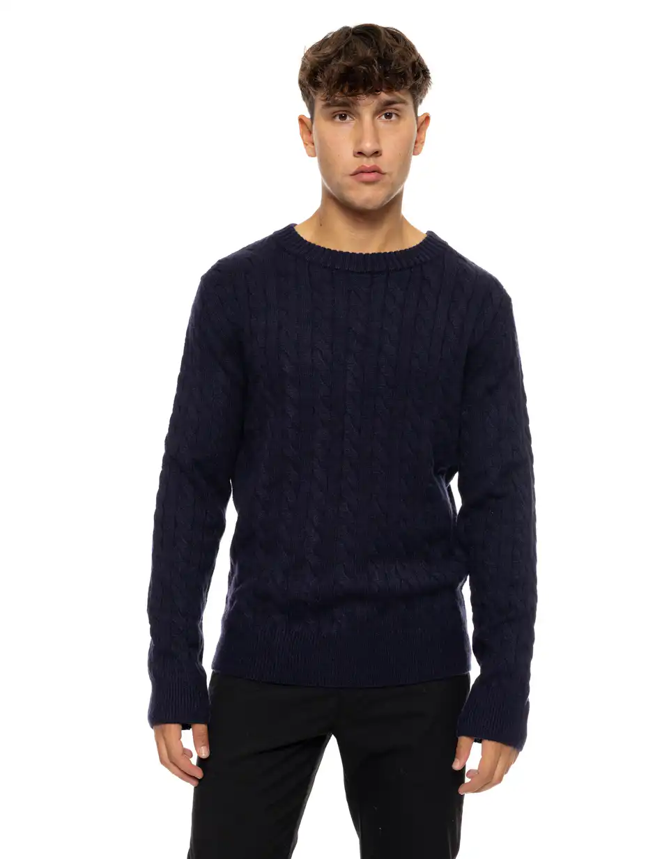 Biston fashion ανδρική πλεκτή μπλούζα με στρόγγυλο λαιμό 50-206-022 NAVY