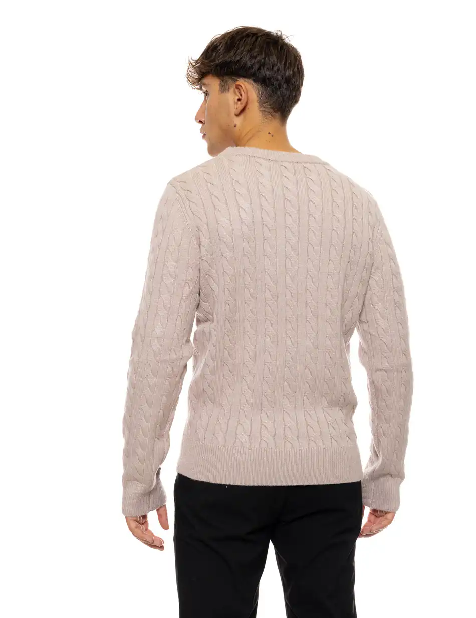 Biston fashion ανδρική πλεκτή μπλούζα με στρόγγυλο λαιμό 50-206-022 BEIGE