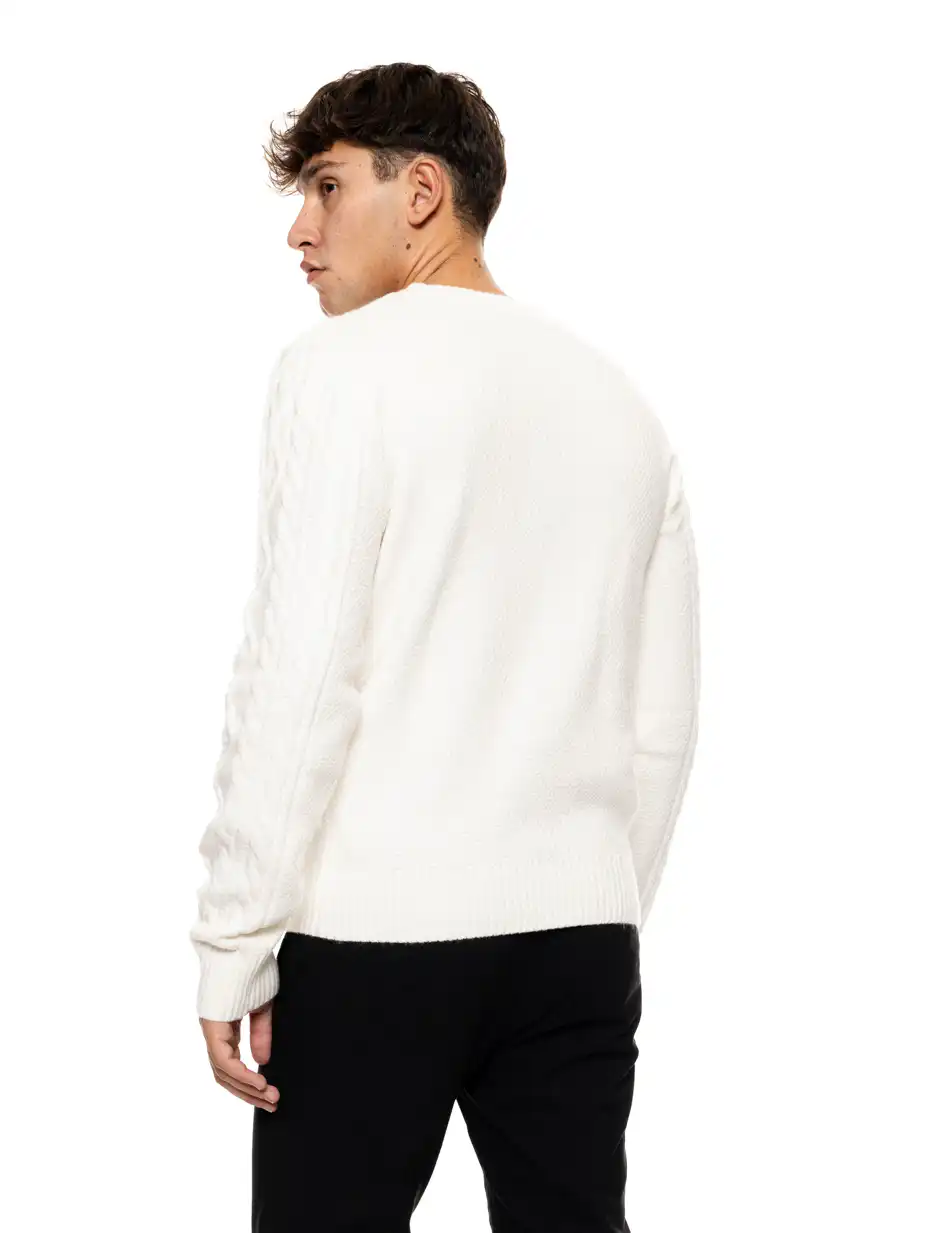 Biston fashion ανδρική πλεκτή μπλούζα με στρόγγυλο λαιμό 50-206-023 OFF WHITE