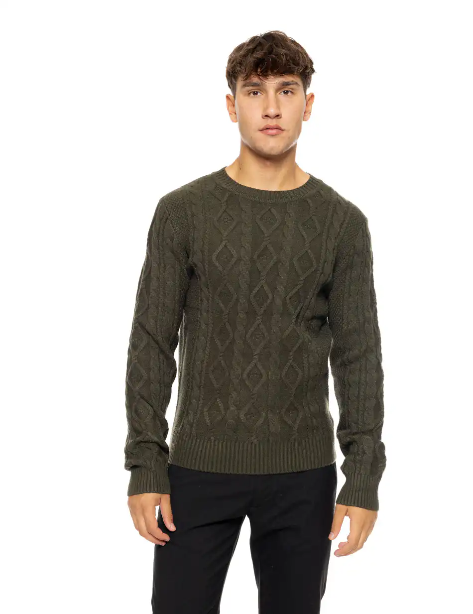 Biston fashion ανδρική πλεκτή μπλούζα με στρόγγυλο λαιμό 50-206-023 KHAKI