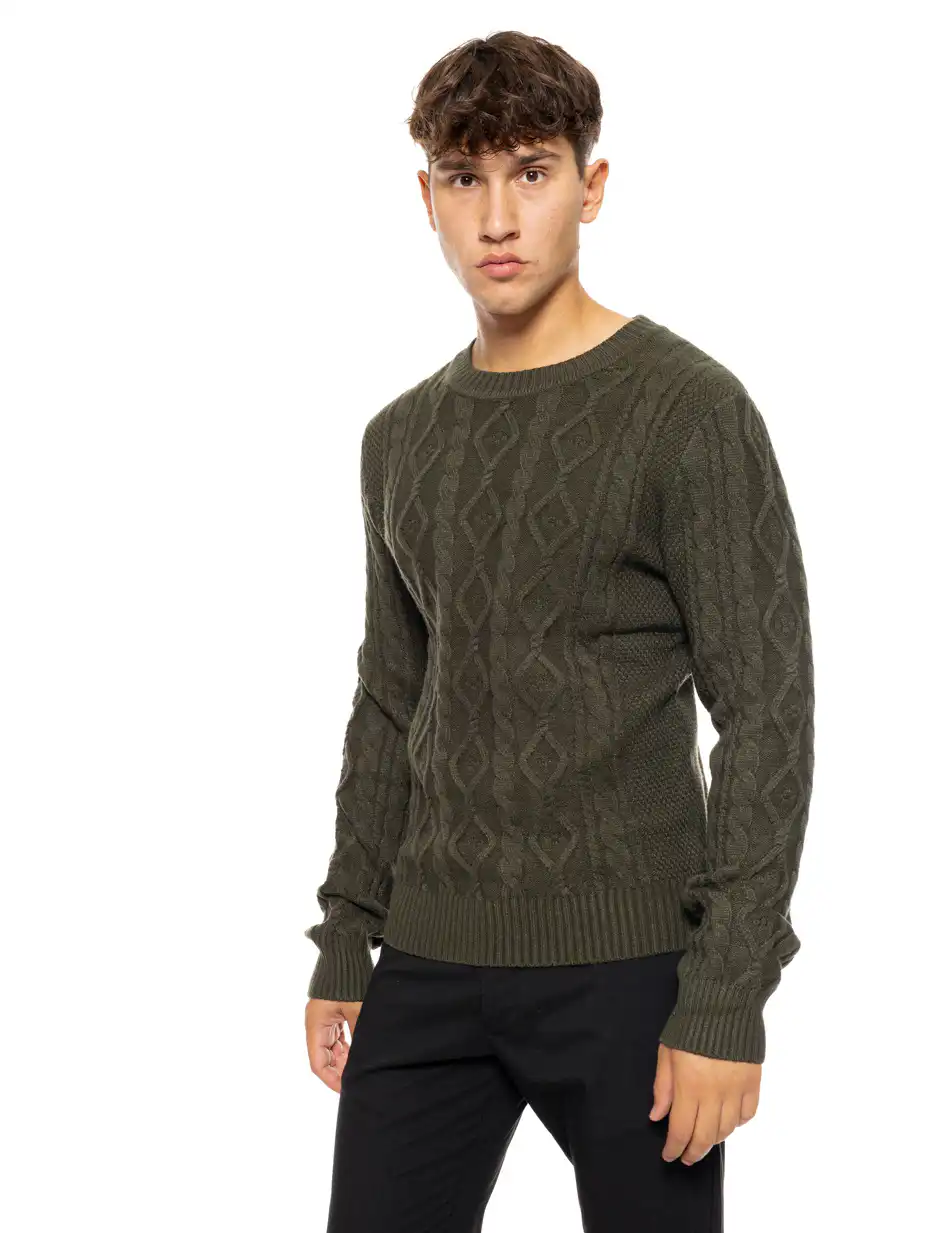 Biston fashion ανδρική πλεκτή μπλούζα με στρόγγυλο λαιμό 50-206-023 KHAKI