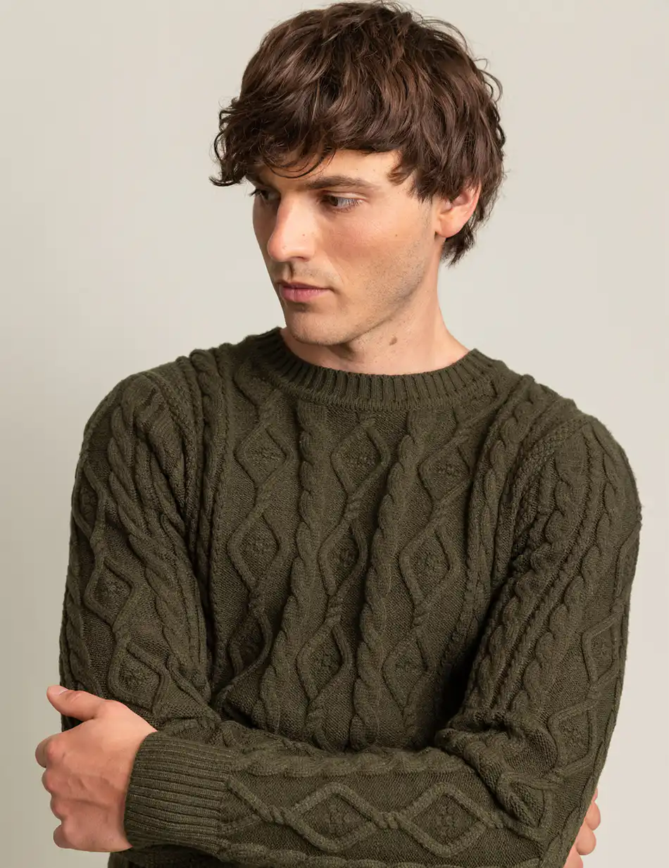 Biston fashion ανδρική πλεκτή μπλούζα με στρόγγυλο λαιμό 50-206-023 KHAKI