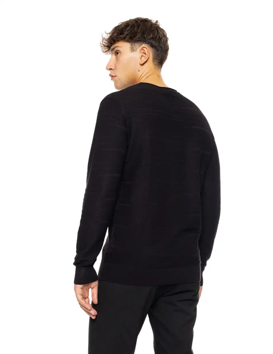 Smart fashion ανδρική πλεκτή μπλούζα με στρόγγυλο λαιμό 50-206-025 BLACK