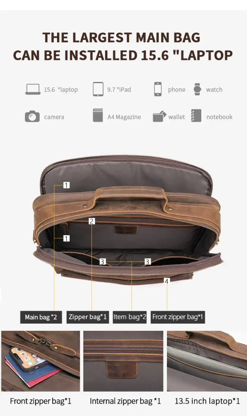 Δερμάτινος χαρτοφύλακας Cardinal 5015 σκούρο καφέ