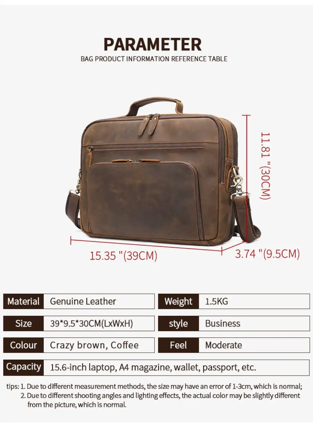 Δερμάτινος χαρτοφύλακας Cardinal 5015 σκούρο καφέ