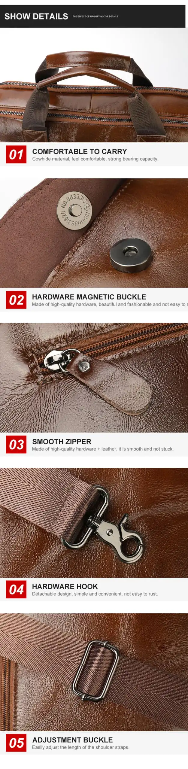 Δερμάτινος χαρτοφύλακας Cardinal 5029 σκούρο καφέ