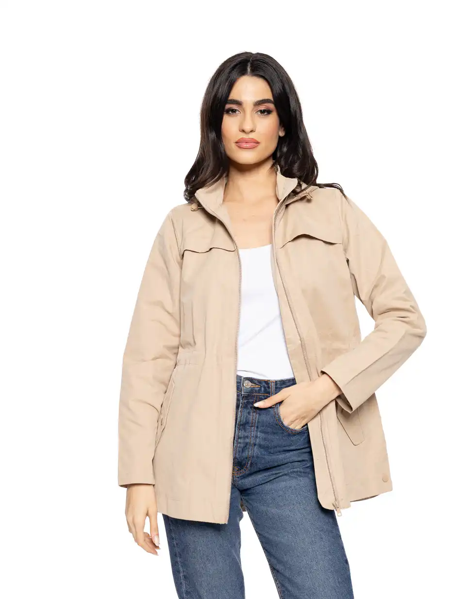 Splendid fashion γυναικείο πανωφόρι με κουκούλα 51-101-006 BEIGE