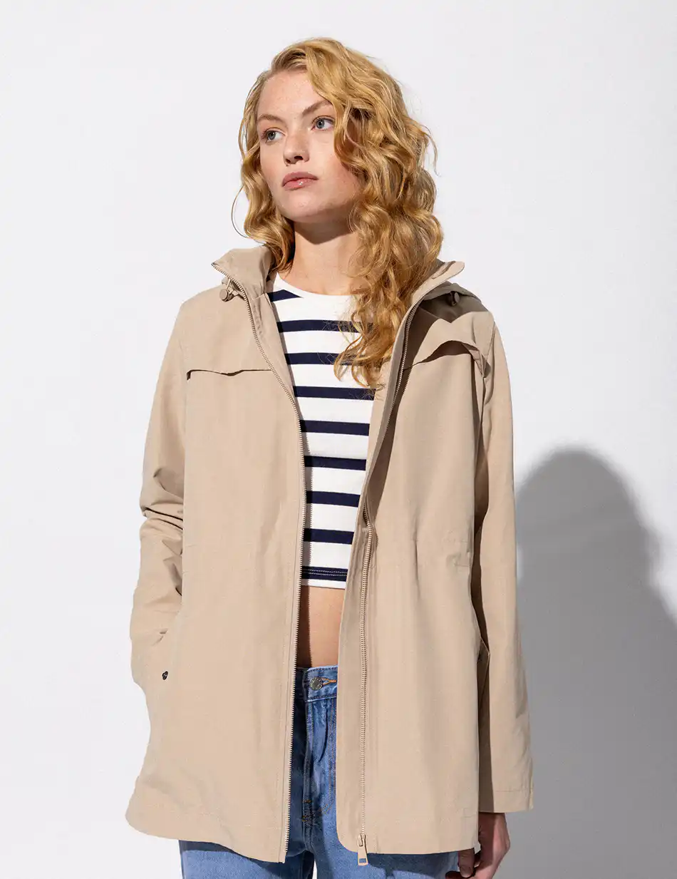 Splendid fashion γυναικείο πανωφόρι με κουκούλα 51-101-006 BEIGE