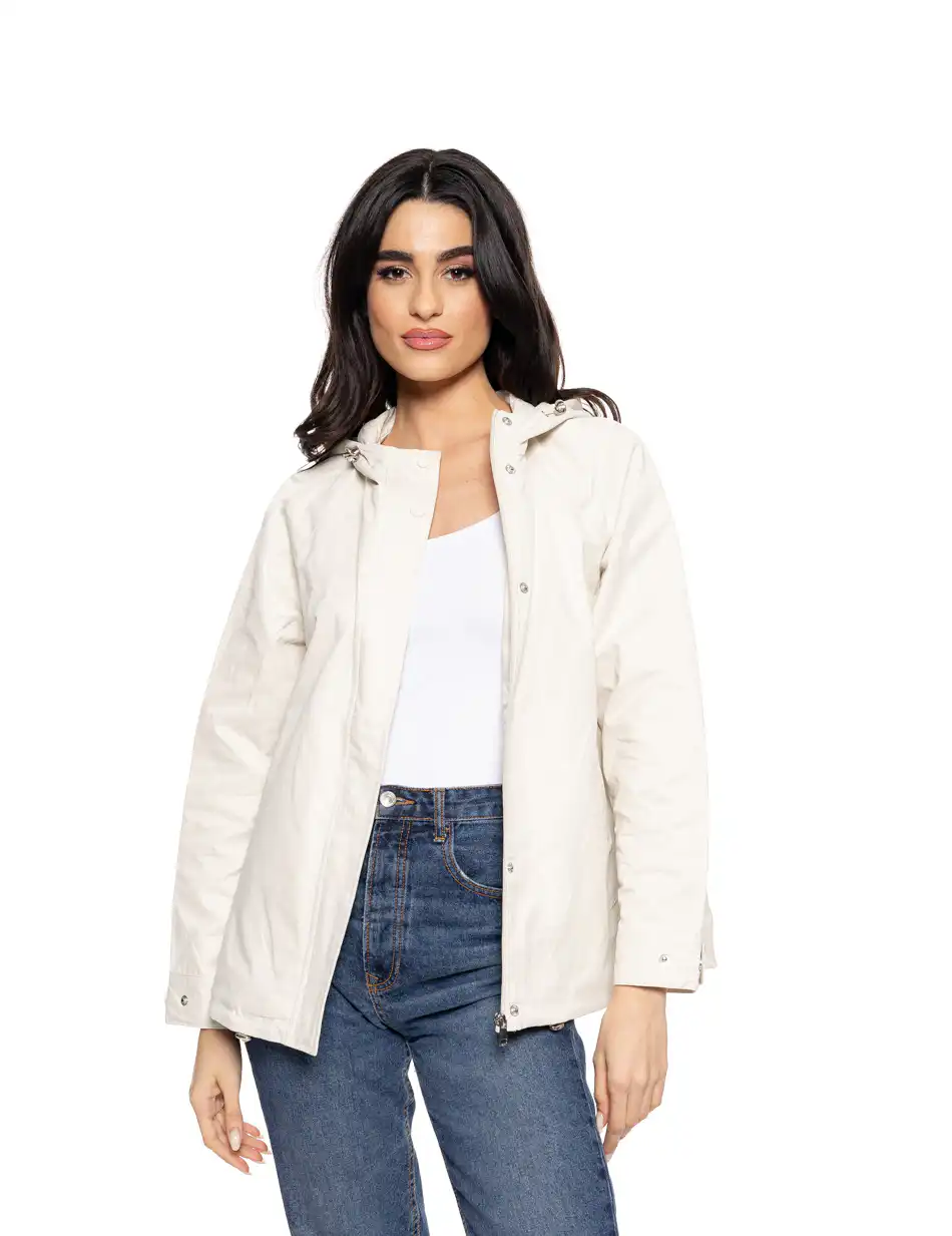 Biston fashion γυναικείο κοντό πανωφόρι με κουκούλα 51-101-008 ICE