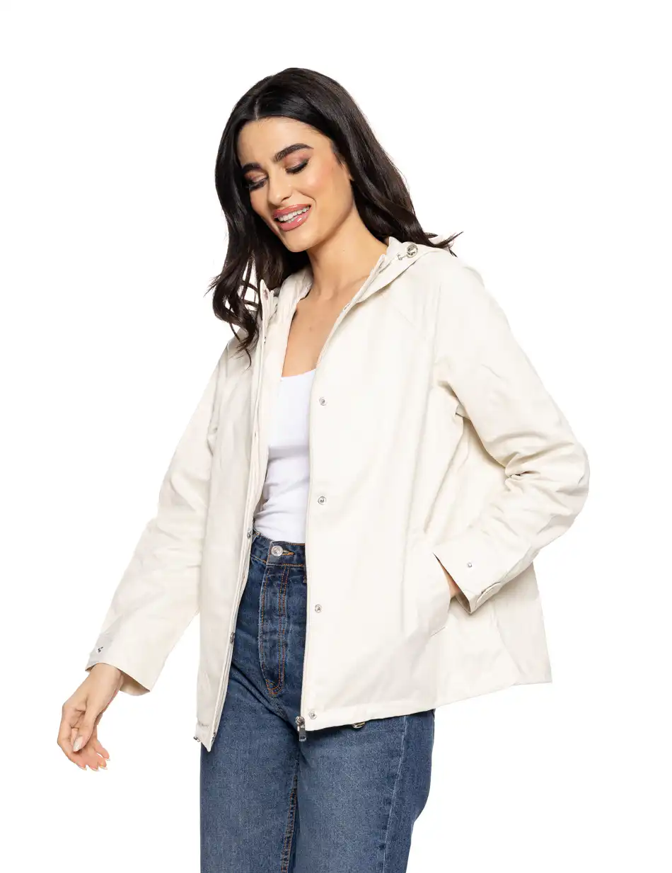 Biston fashion γυναικείο κοντό πανωφόρι με κουκούλα 51-101-008 ICE