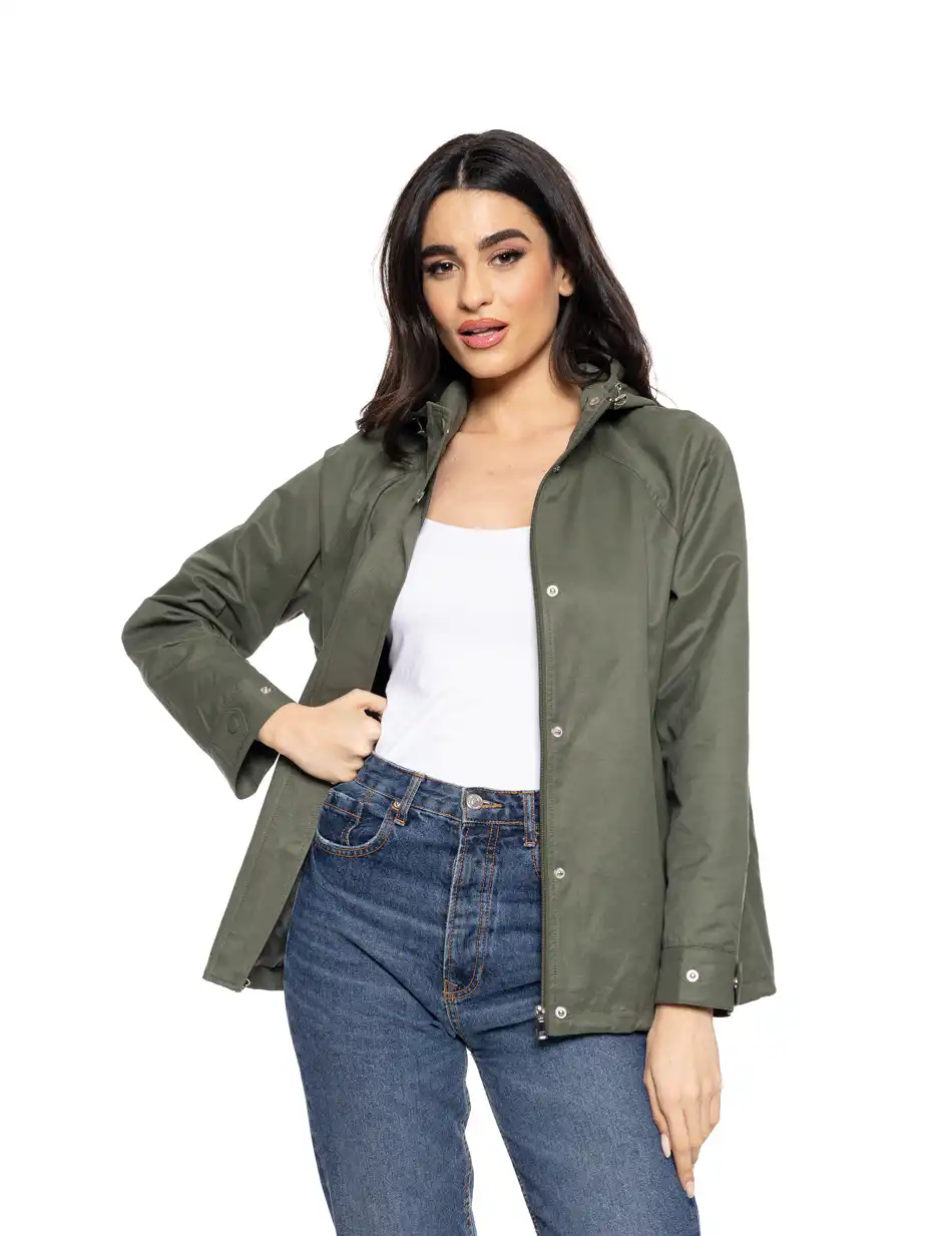 Biston fashion γυναικείο κοντό πανωφόρι με κουκούλα 51-101-008 KHAKI