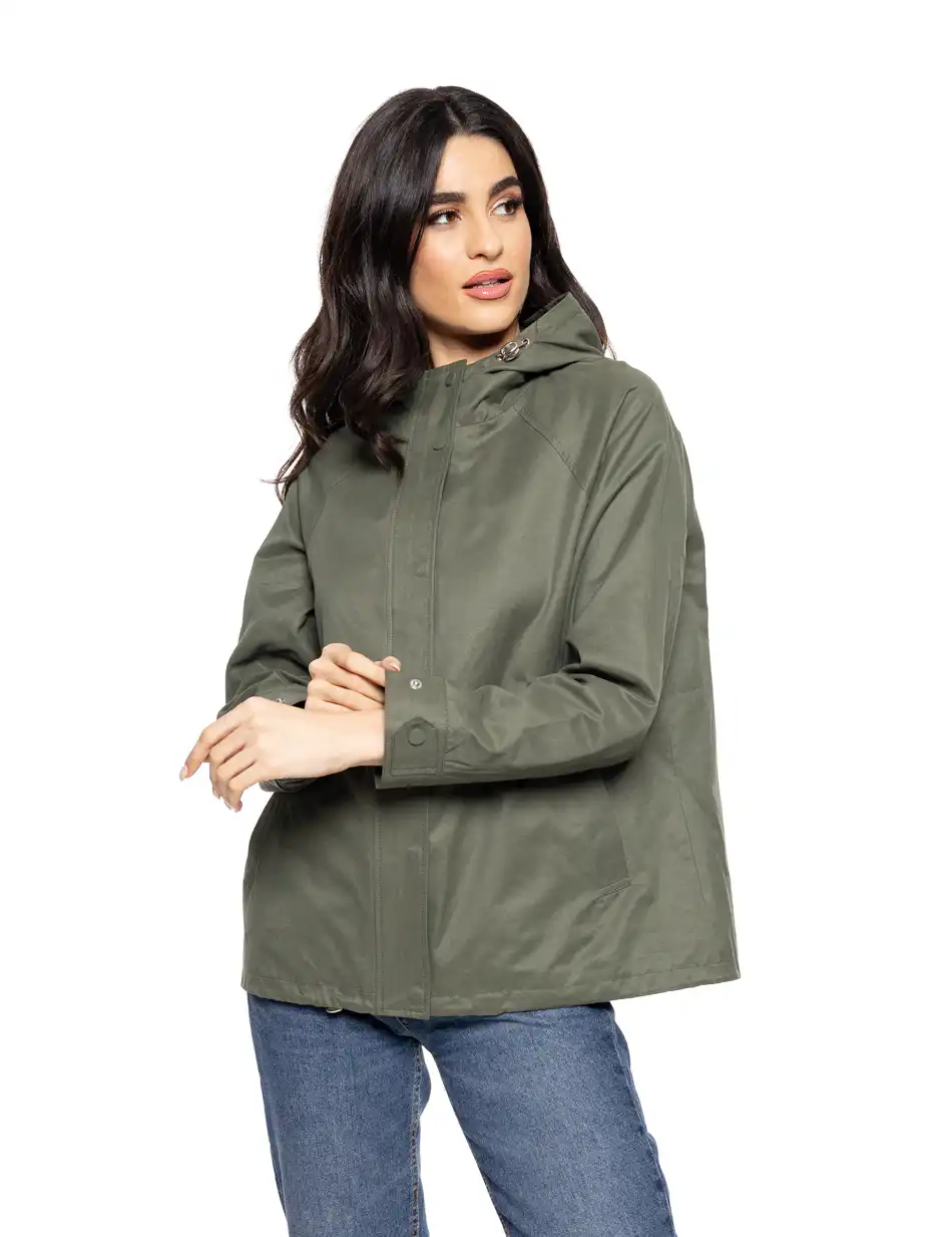 Biston fashion γυναικείο κοντό πανωφόρι με κουκούλα 51-101-008 KHAKI