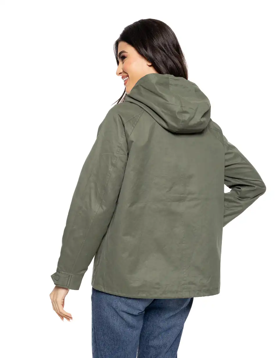 Biston fashion γυναικείο κοντό πανωφόρι με κουκούλα 51-101-008 KHAKI