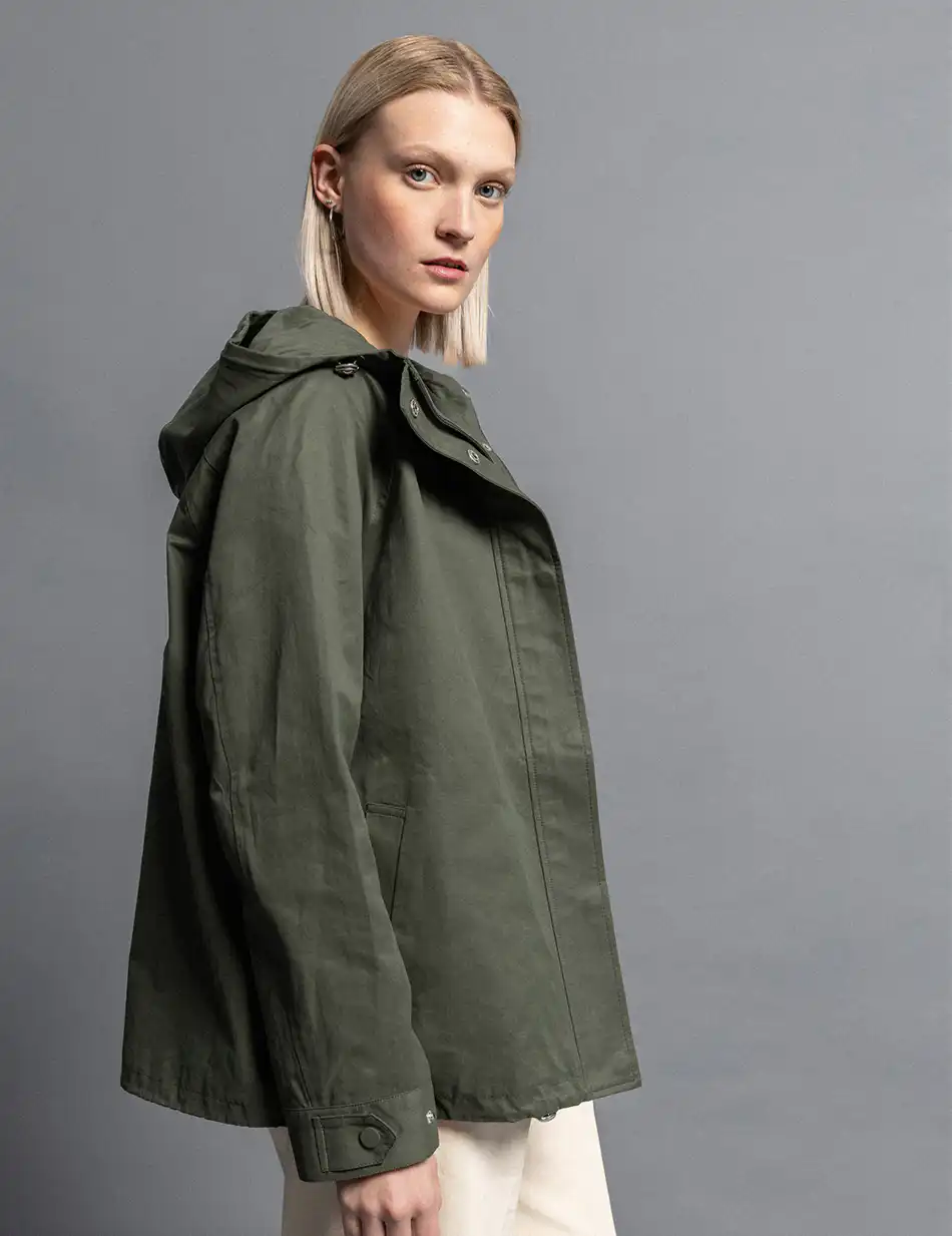 Biston fashion γυναικείο κοντό πανωφόρι με κουκούλα 51-101-008 KHAKI