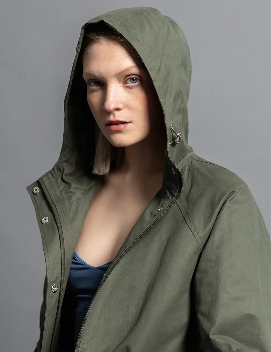 Biston fashion γυναικείο κοντό πανωφόρι με κουκούλα 51-101-008 KHAKI