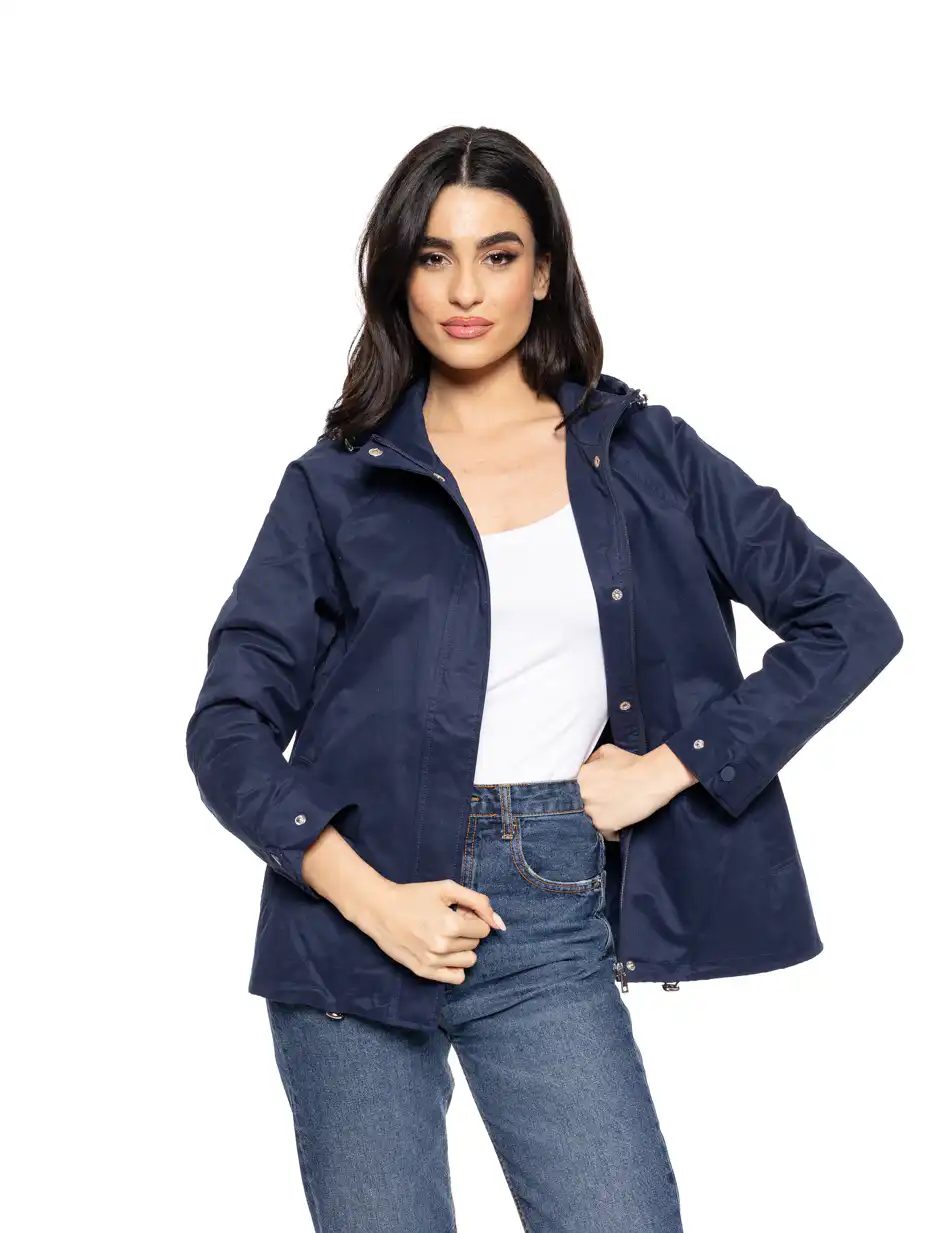 Biston fashion γυναικείο κοντό πανωφόρι με κουκούλα 51-101-008 NAVY