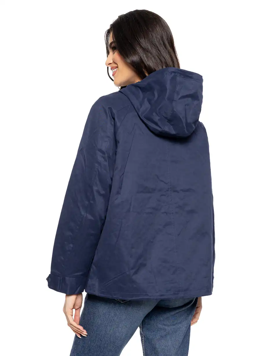 Biston fashion γυναικείο κοντό πανωφόρι με κουκούλα 51-101-008 NAVY