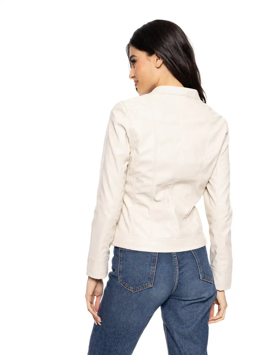 Biston fashion γυναικείο κοντό πανωφόρι από δερματίνη 51-101-015 SAND