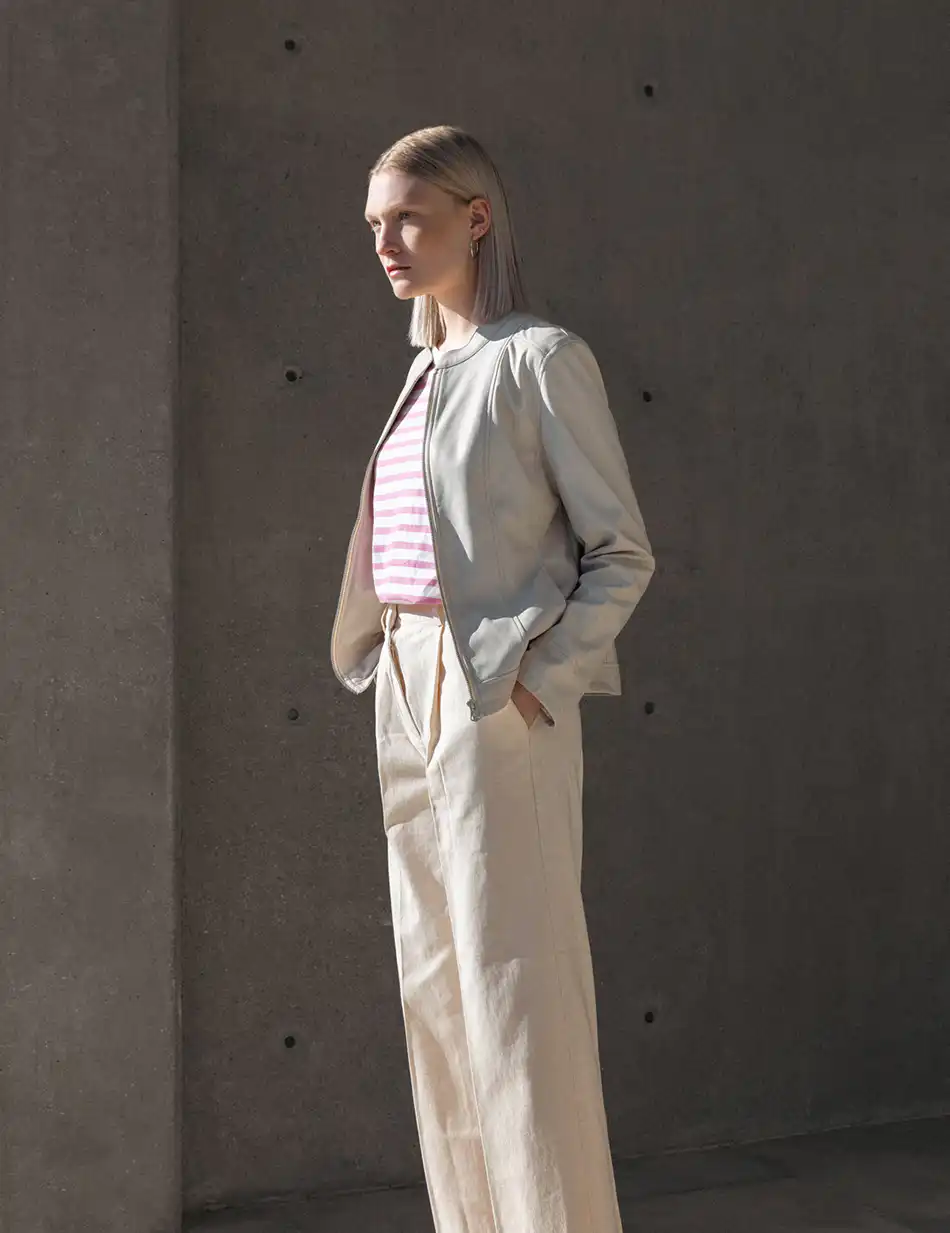 Biston fashion γυναικείο κοντό πανωφόρι από δερματίνη 51-101-015 SAND