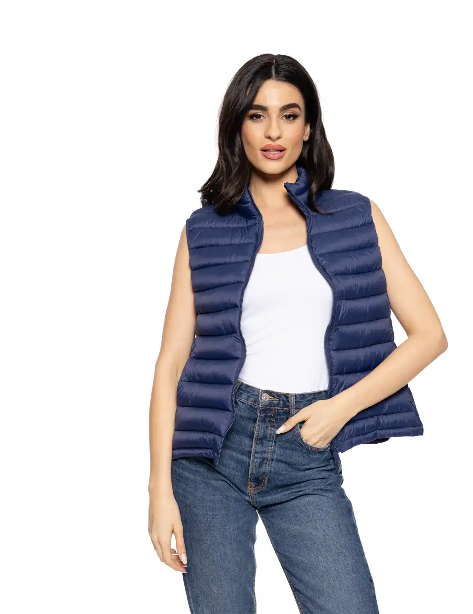 Biston fashion γυναικείο αμάνικο με γιακά 51-102-001 BLUE