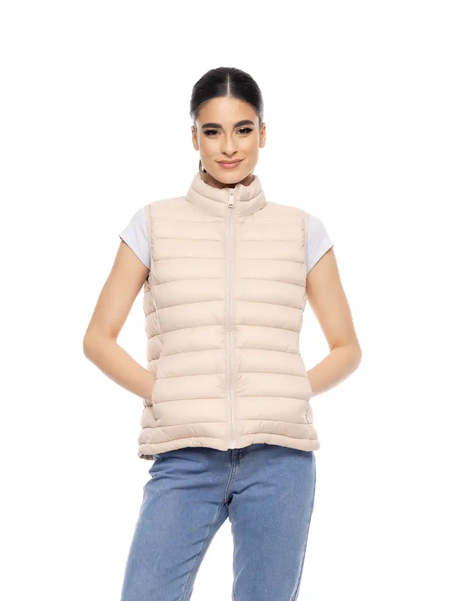 Biston fashion γυναικείο αμάνικο με γιακά 51-102-001 LT BEIGE