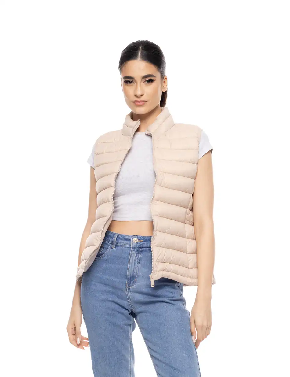 Biston fashion γυναικείο αμάνικο με γιακά 51-102-001 LT BEIGE