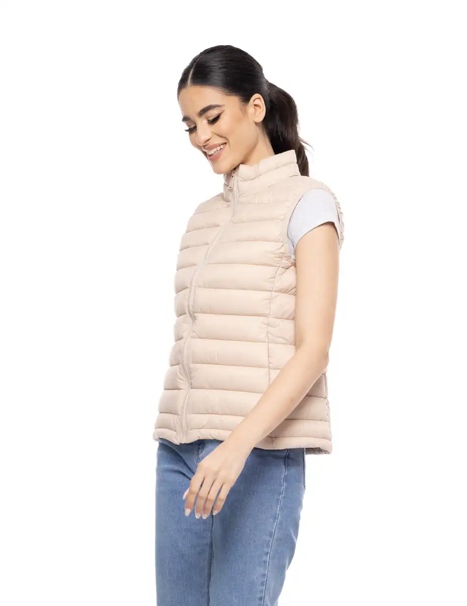 Biston fashion γυναικείο αμάνικο με γιακά 51-102-001 LT BEIGE