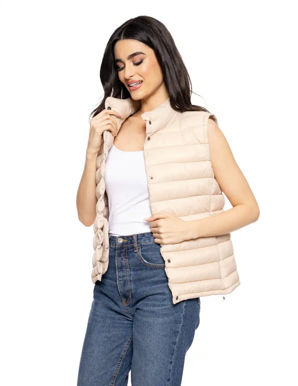 Biston fashion γυναικείο αμάνικο με γιακά 51-102-004 LT BEIGE