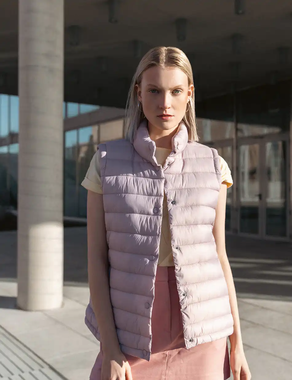 Biston fashion γυναικείο αμάνικο με γιακά 51-102-004 LT PINK