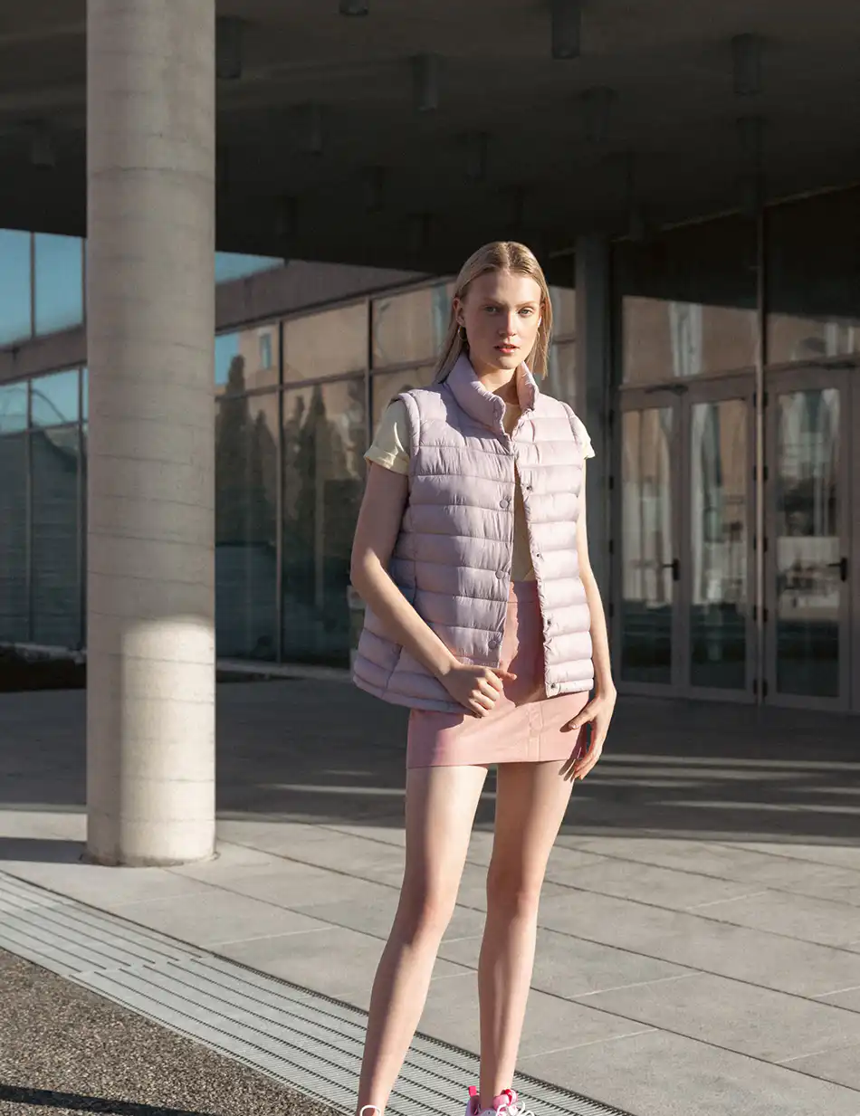 Biston fashion γυναικείο αμάνικο με γιακά 51-102-004 LT PINK