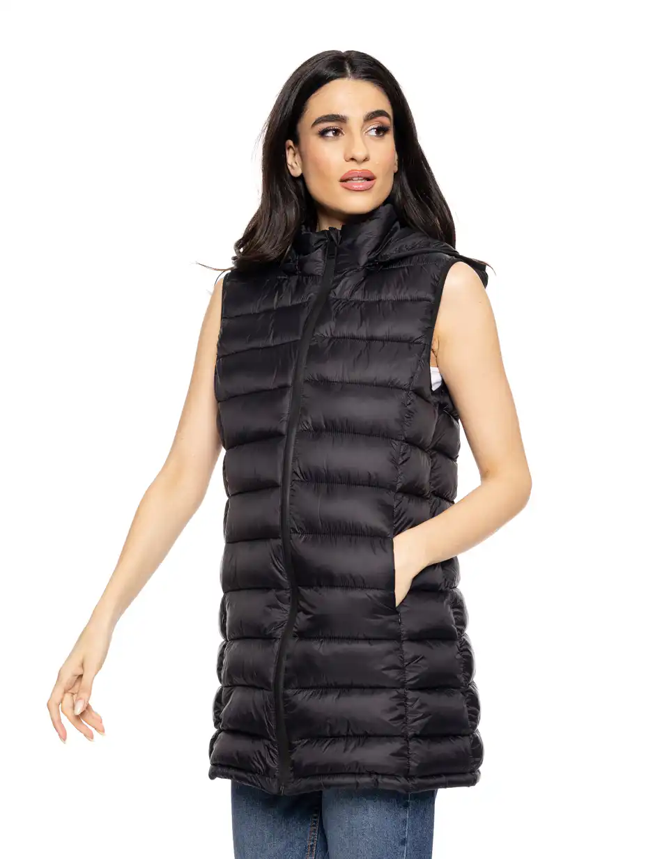 Splendid fashion γυναικείο αμάνικο με γιακά και κουκούλα 51-102-005 BLACK