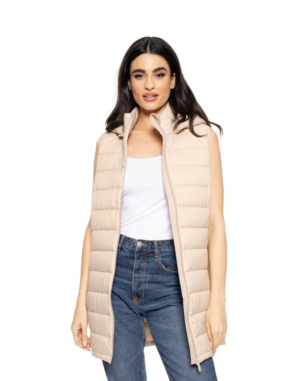 Splendid fashion γυναικείο αμάνικο με γιακά και κουκούλα 51-102-005 LT BEIGE